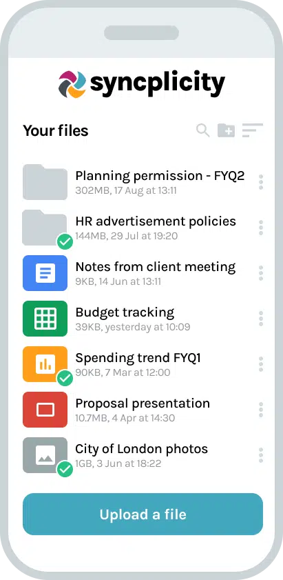 Syncplicity mobile app screen